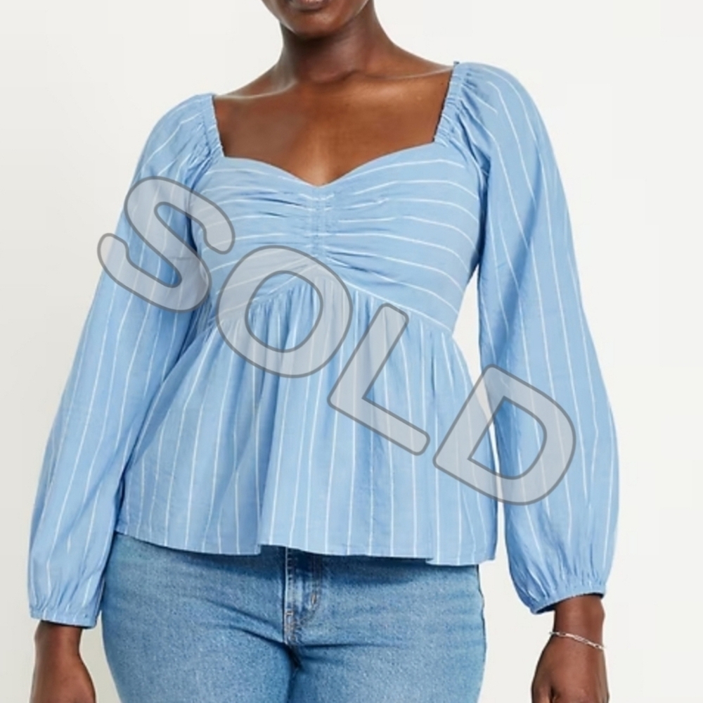 *SOLD* - OLD NAVY blue white striped crop top SMALL